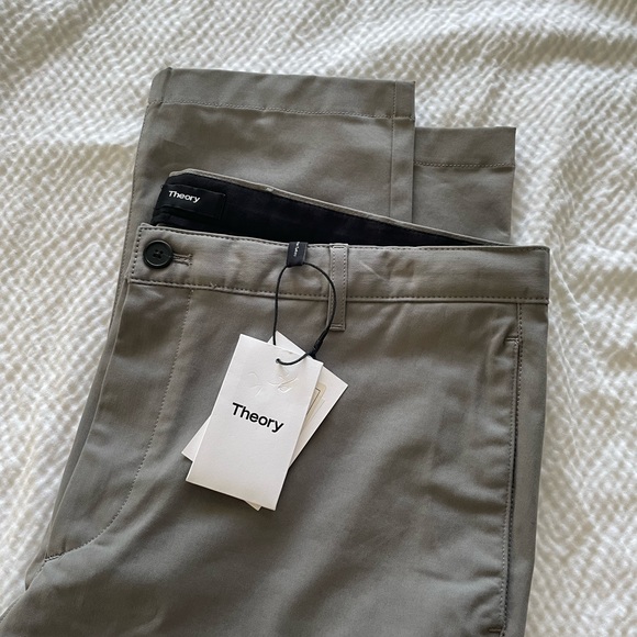 Theory Stone Gray Tailored Slim Straight Chino Pants